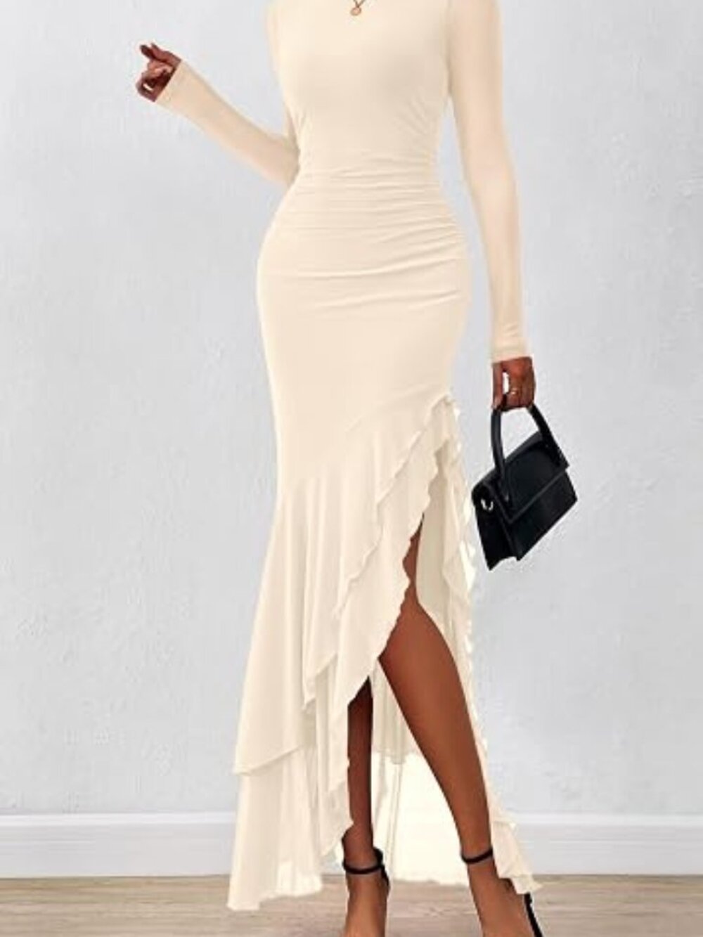 Women's Maxi Dresses Fall 2026 Long Sleeve Wedding Guest Dress